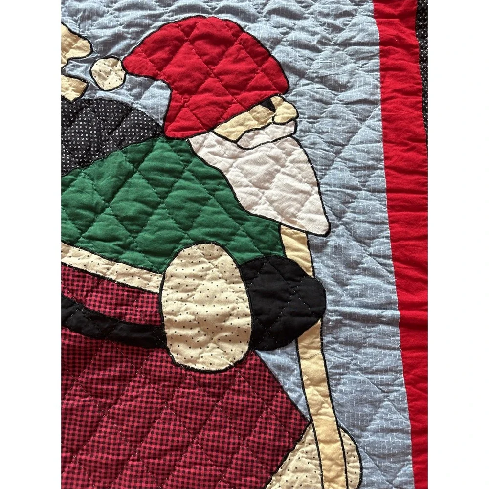 Vintage Christmas Santa Quilted Curtain Panel / Blanket Santa Present‎ Bag